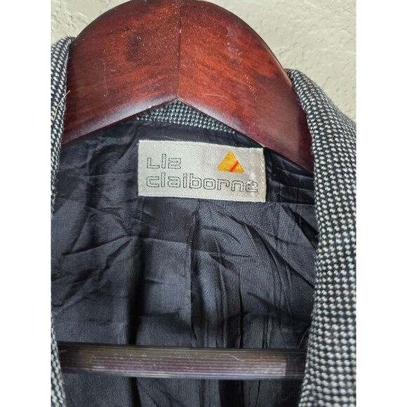 Liz Claiborne Vintage 90s Houndstooth Wool Double-Breasted Cropped Blazer - Picture 3 of 10